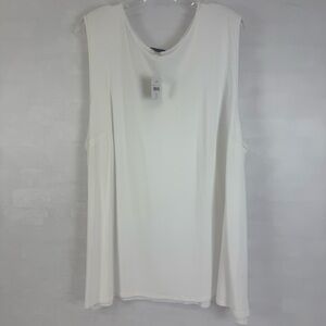 NEW J. Jill Scoop Neck Sleeveless‎ Blouse Women’s 3X White Spandex Stretch